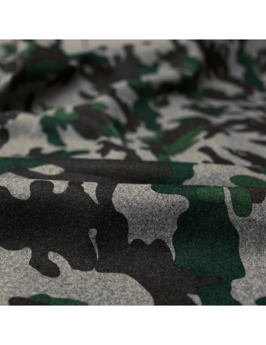 Coupon lainage imprimé camouflage 50 x 150 cm gris/vert