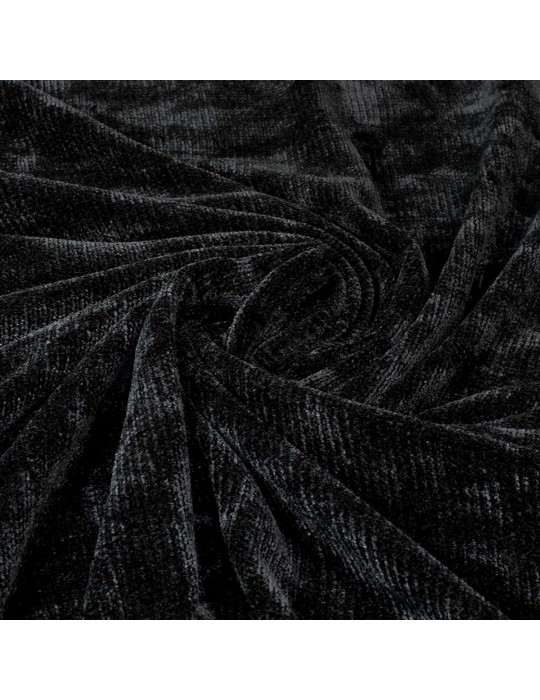Tissu velours chenille noir