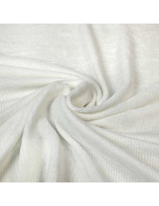 Tissu velours chenille blanc