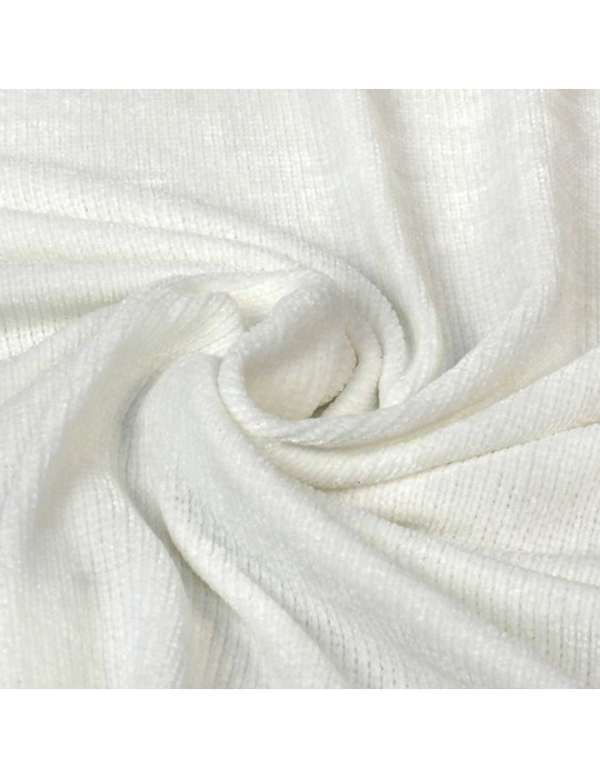 Tissu velours chenille blanc