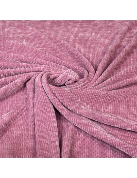 Tissu velours chenille rose