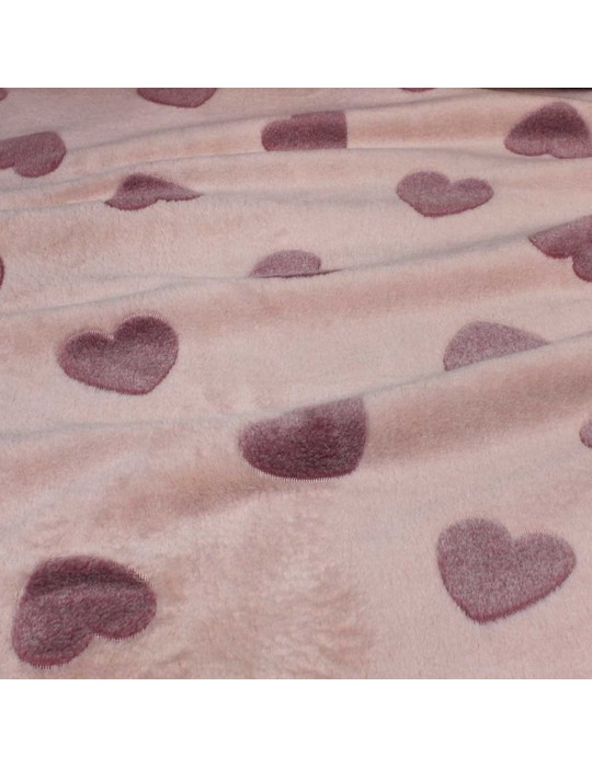 Tissu micro polaire coeurs rose