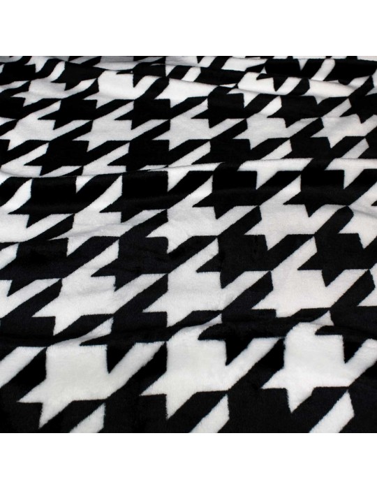 Tissu micro polaire géométrique blanc/noir