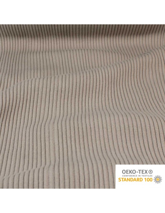 Tissu bord-côte tubulaire côtelé 35 cm oeko-tex sable
