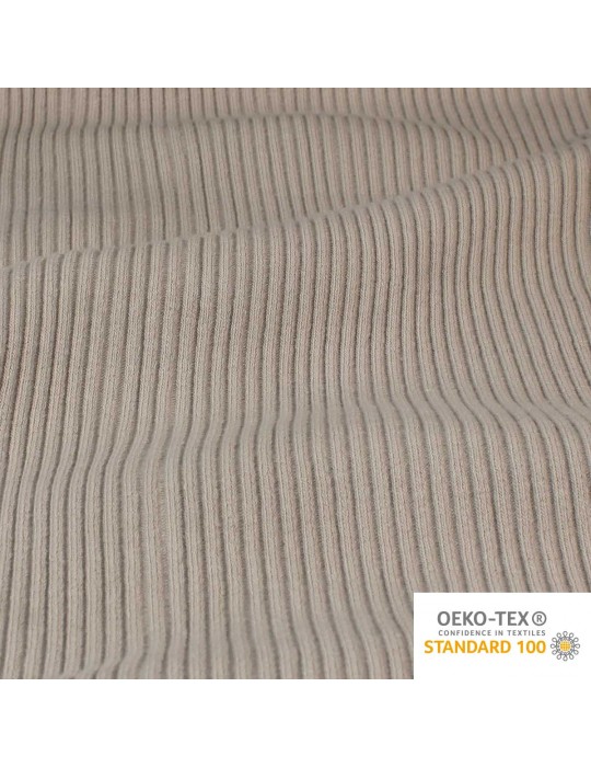 Tissu bord-côte tubulaire côtelé 35 cm oeko-tex sable