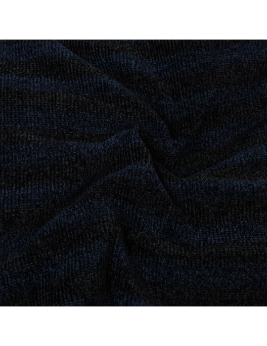 Coupon jersey chenille 200 x 150 cm rayures bleu/noir