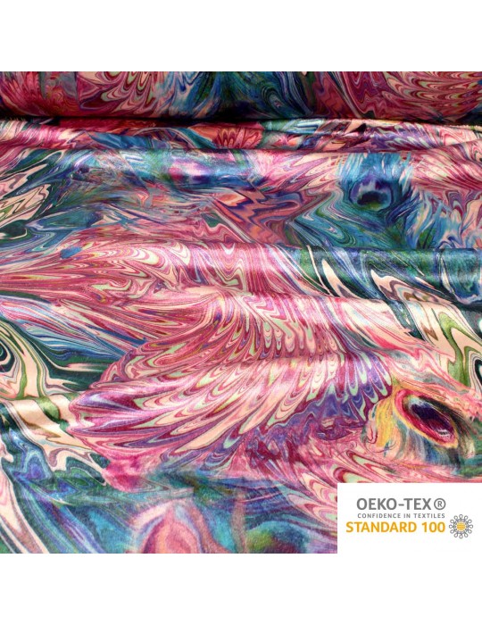 Tissu velours imprimé multicolore envers fourrure