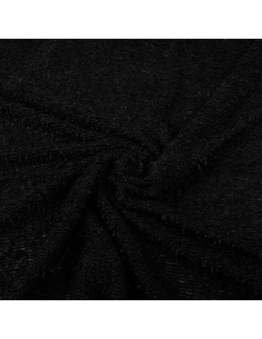 Tissu jersey bouclé uni noir
