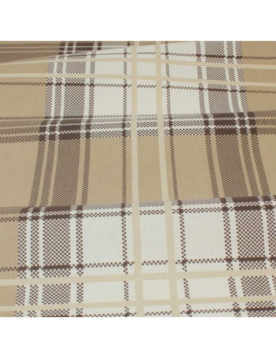 Tissu coton/polyester carreaux beige
