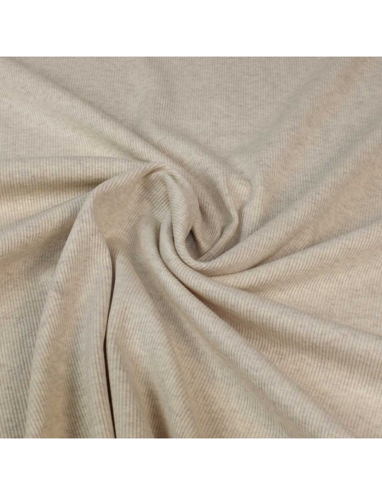 Tissu coton/élasthanne fines côtes écru