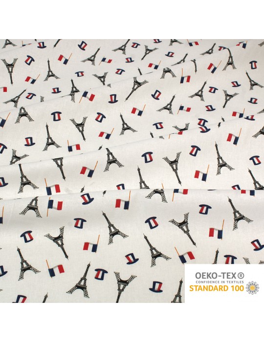 Coupon coton imprimé Paris Tour Eiffel 50 x 50 cm