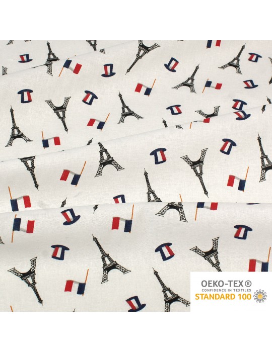 Coupon coton imprimé Paris Tour Eiffel 50 x 50 cm