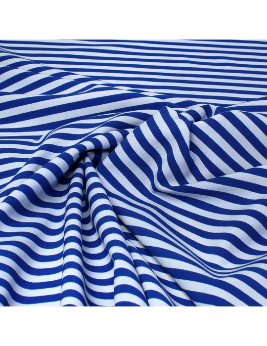 Tissu polyester/élasthanne rayures bleu