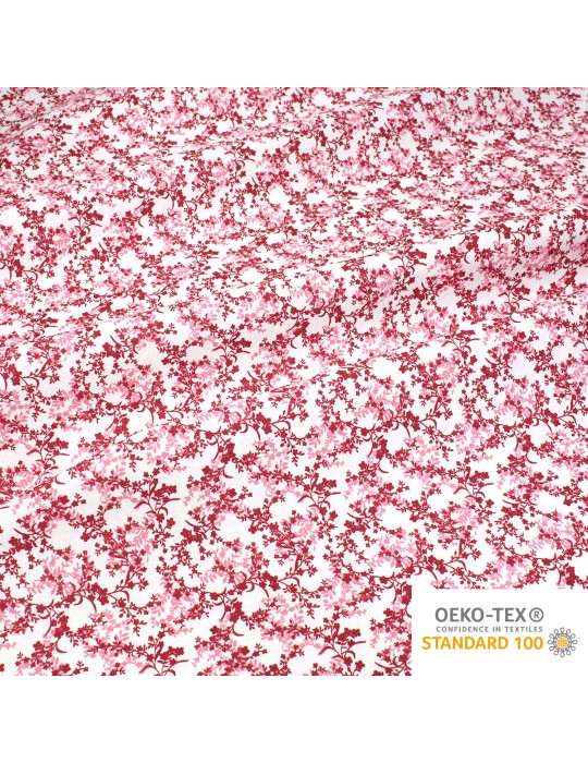 Coupon coton imprimé petite fleur 50 x 50 cm rouge
