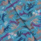Coupon 3m Tissu Cretonne Imprimé Felin Bleu 