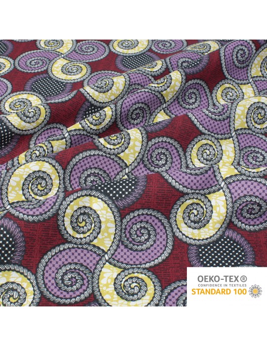 Coupon coton imprimé spirales 50 x 150 cm rouge