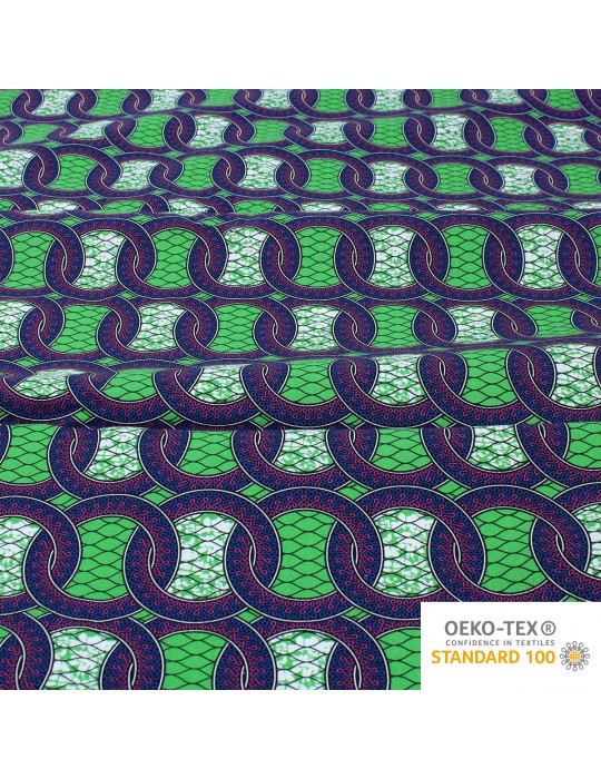 Coupon coton imprimé africain 50 x 150 cm vert