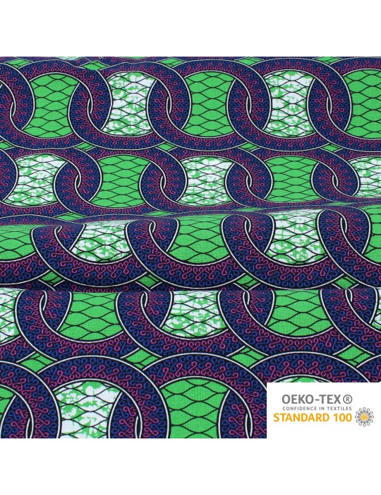 Coupon coton imprimé africain 300 x 150 cm vert