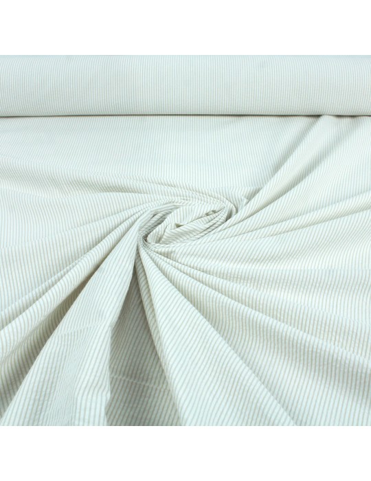 Tissu cretonne imprimé rayures blanc