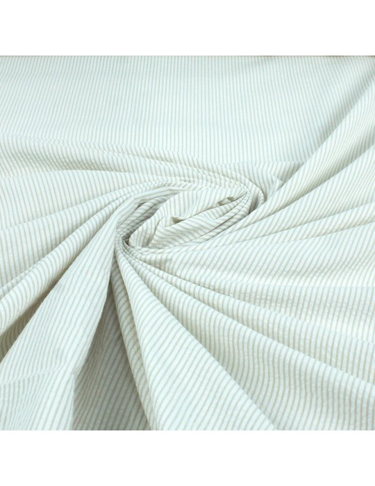 Tissu cretonne imprimé rayures blanc