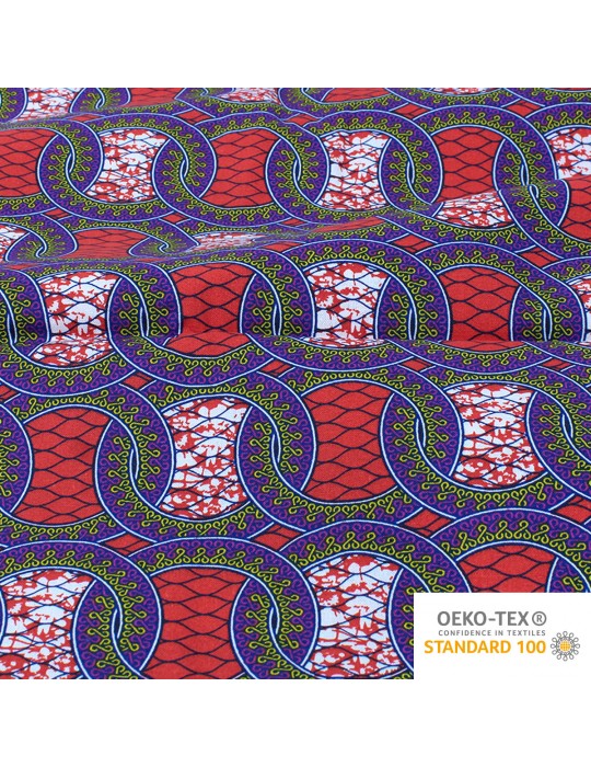 Coupon coton imprimé africain 50 x 150 cm rouge