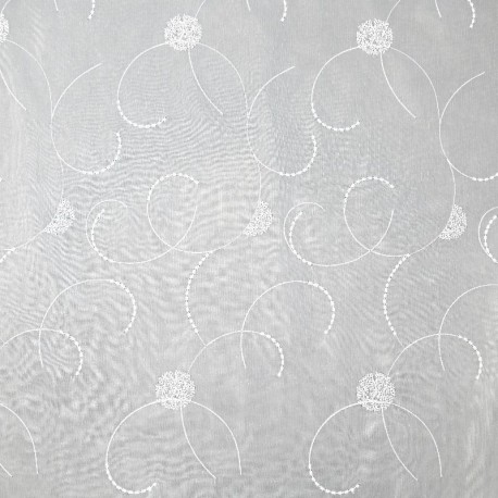 Coupon 3m Tissu Voile Brodé Hortense Blanc