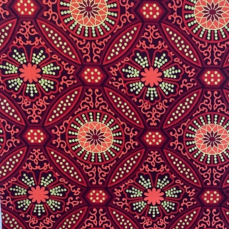 Coupon 3m Tissu Coton Esprit Wax Sura Glitter Rouge 