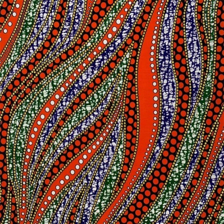 Coupon 3m Tissu Coton Esprit Wax Nubia Glitter Orange Or 
