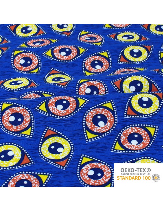 Coupon coton imprimé africain 50 x 150 cm bleu