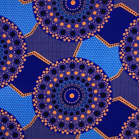 Coupon 3m Tissu Coton Esprit Wax Baobab Glitter Bleu 