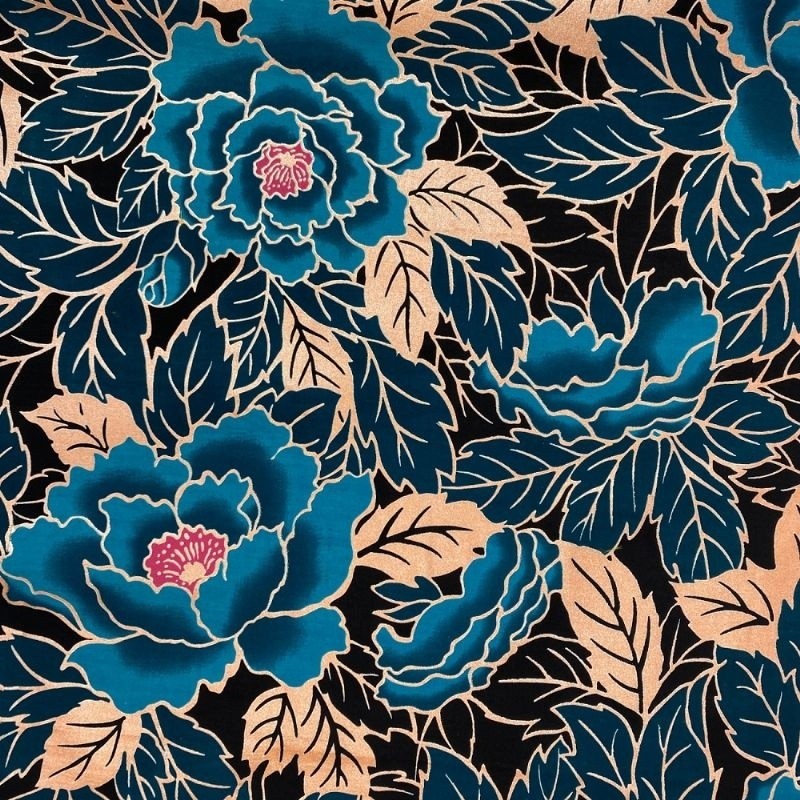 Coupon 3m Tissu Coton Esprit Wax Lotus Glitter Bleu 