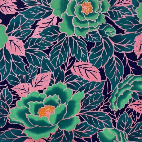 Coupon 3m Tissu Coton Esprit Wax Lotus Glitter Jade Rose