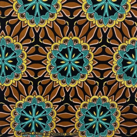 Coupon 3m Tissu Coton Esprit Wax Bamori Glitter Curry Jade