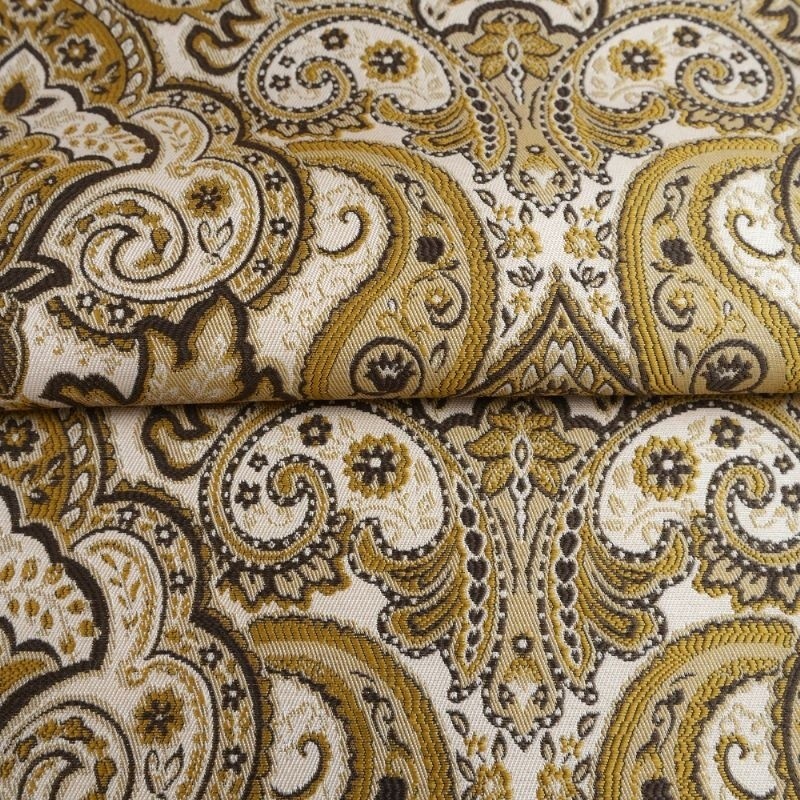 Coupon 3m Tissu Jacquard Paisley Ocre 