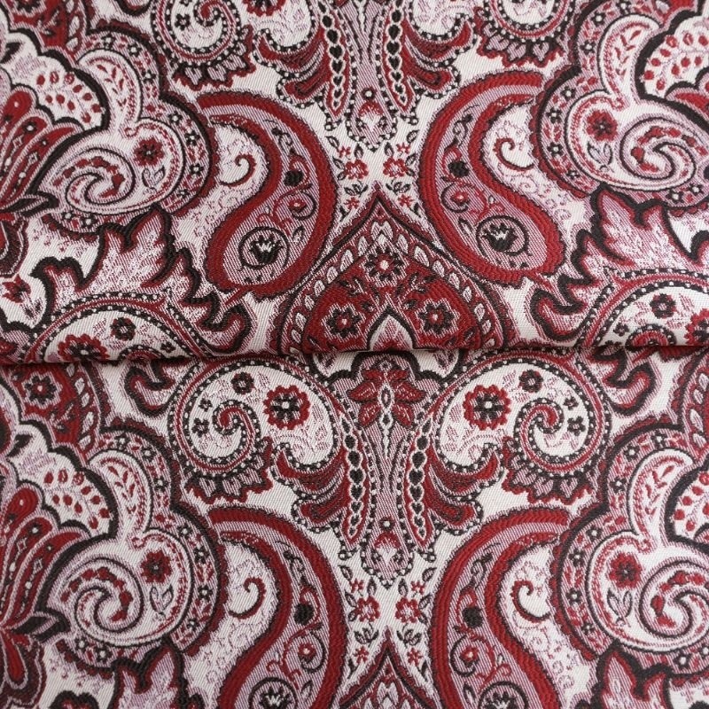 Coupon 3m Tissu JAcquard Paisley Bordeaux 