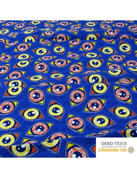 Coupon coton patchwork africain 50 x 50 cm bleu