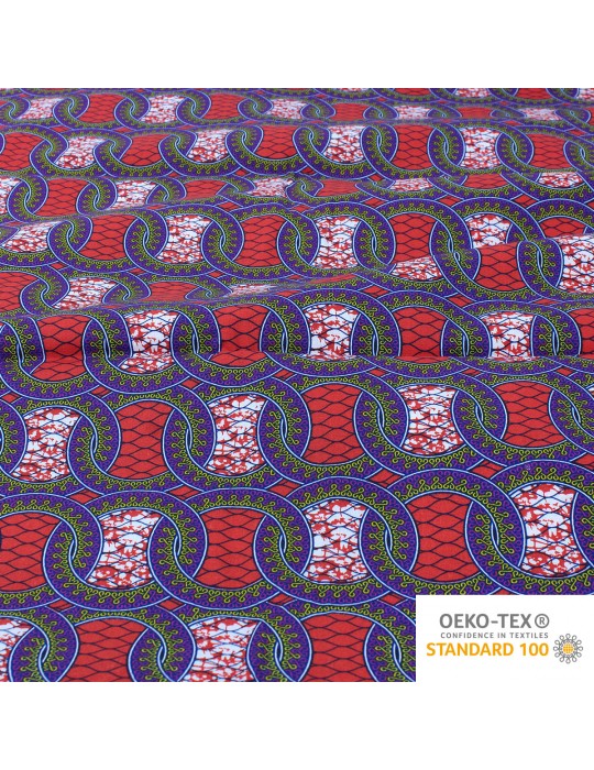 Coupon coton patchwork africain 50 x 50 cm rouge