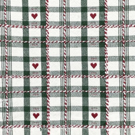 Coupon 3m Tissu Jacquard Villars Ecru Vert 