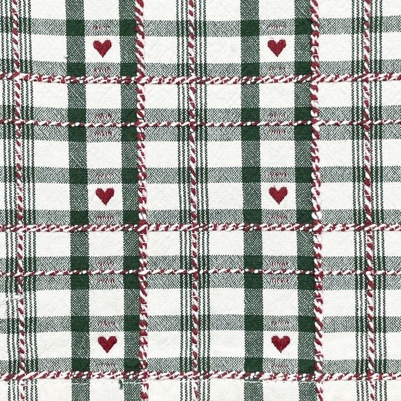 Coupon 3m Tissu Jacquard Villars Ecru Vert 