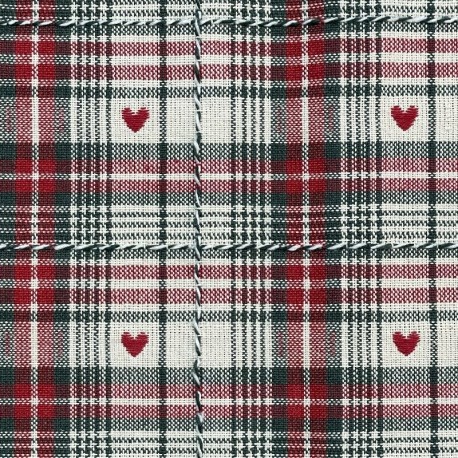 Coupon 3m Tissu Jacquard Villars Ecru Rouge
