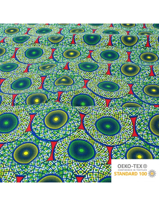 Coupon coton patchwork africain 50 x 50 cm vert
