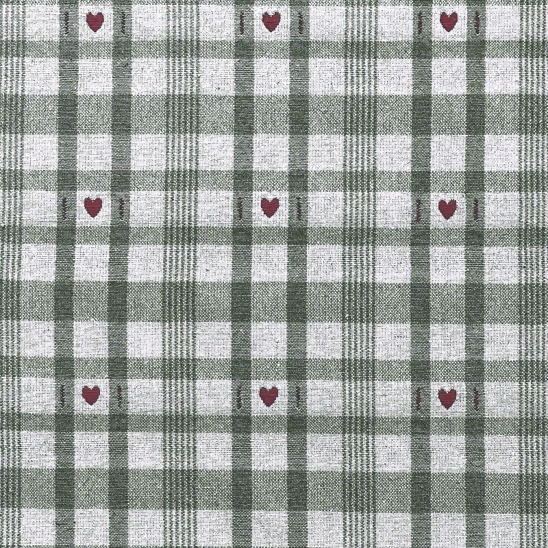 Coupon 3m Tissu Jacquard Ollon Vert Coeur Rouge 