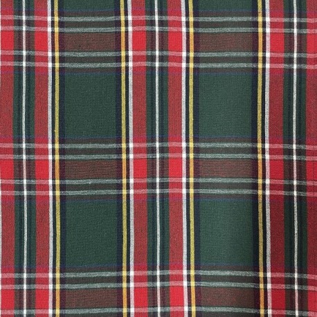 Coupon 3m Tissu Ecossais Tartan Vert Rouge