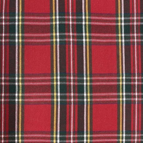 Coupon 3m Tissu Ecossais Tartan Rouge Vert 