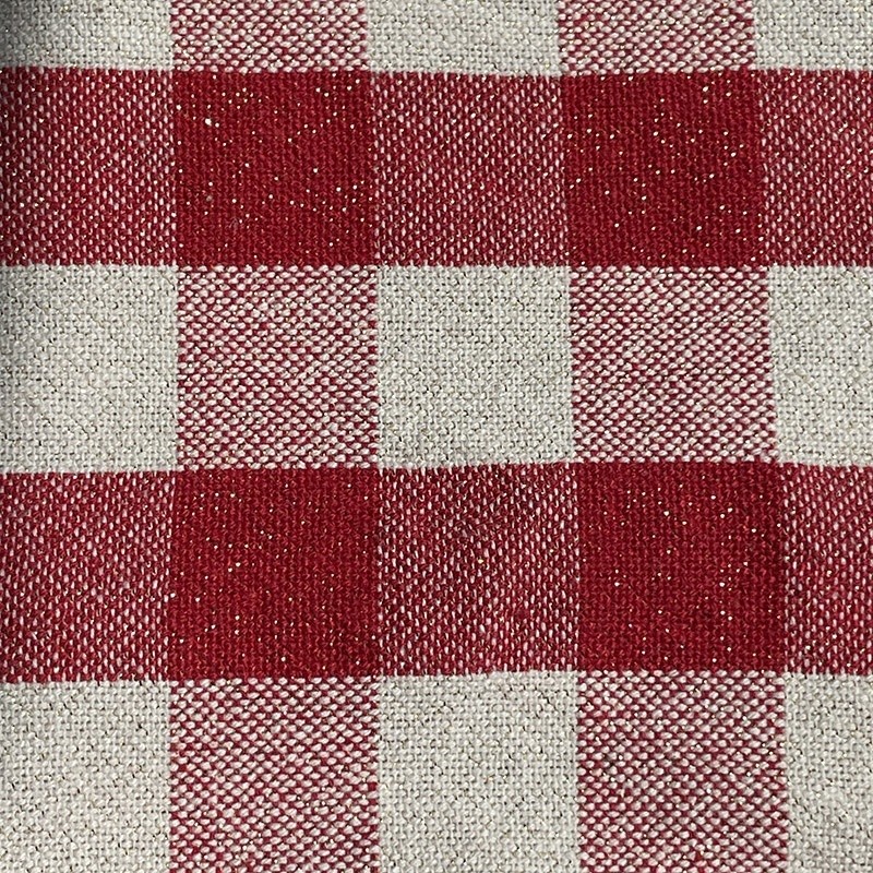 Coupon 3m Tissu Celestin Carreaux Lurex Rouge 