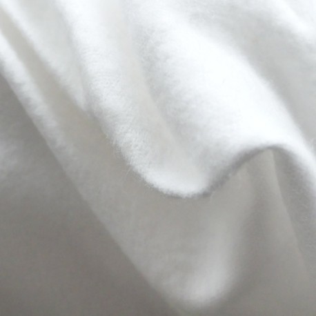 Coupon 3m Tissu Caresse Molleton Gratté Blanc Double Face 