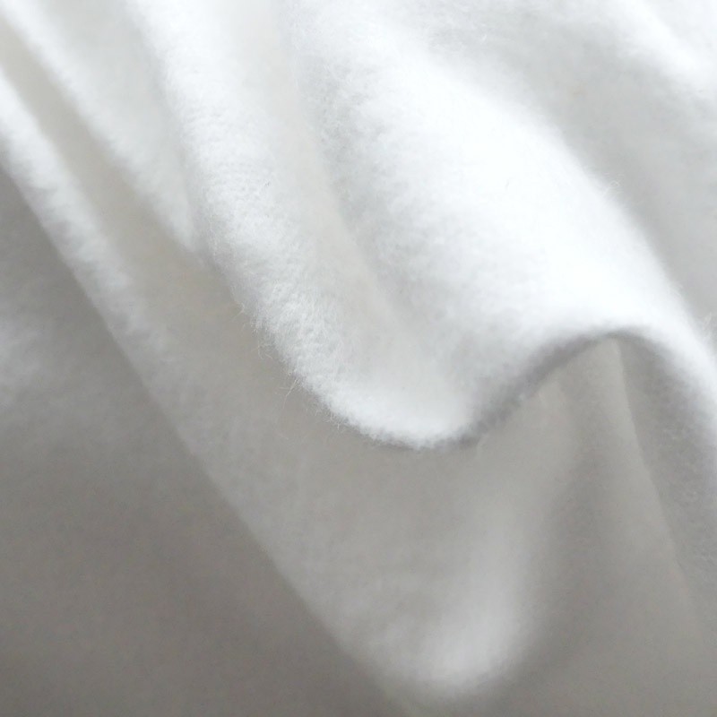 Coupon 3m Tissu Caresse Molleton Gratté Blanc Double Face 
