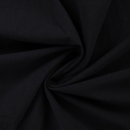 Coupon 3m Tissu Coton Lavé Uni Uni Noir 