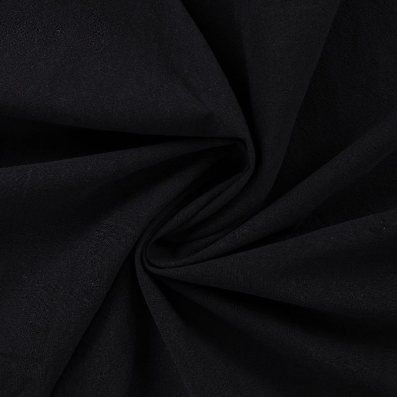 Coupon 3m Tissu Coton Lavé Uni Uni Noir 