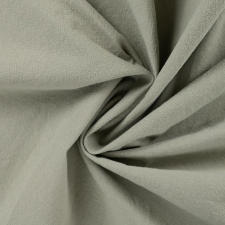 Coupon 3m Tissu Coton Lavé Uni Vert de Gris